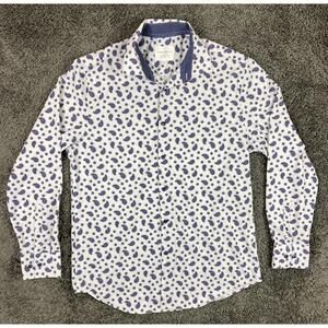 CON.STRUCT Men Slim Fit Cooling Stretch Shirt Blue Paisley Sz L 16-16.5/34-35